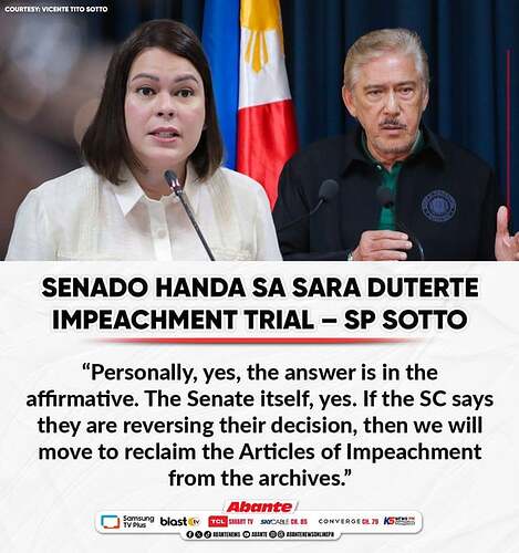 r/newsPH - Senado handa sa Sara Duterte impeachment trial – SP Sotto
